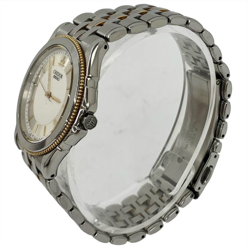 SEIKO CREDOR パシフィーク クォーツ 腕時計 8J81-6B60 GCAR034 18KT+SS/SS 白文字盤 セイコー クレドール 【101062344006】