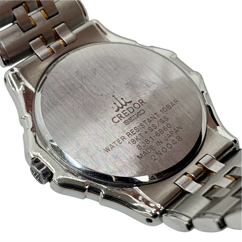 SEIKO CREDOR パシフィーク クォーツ 腕時計 8J81-6B60 GCAR034 18KT+SS/SS 白文字盤 セイコー クレドール 【101062344006】