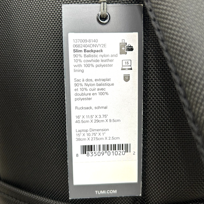 TUMI JARVIS スリム・バックパック 0682404DNVY2E ネイビー トゥミ 【101062486007】