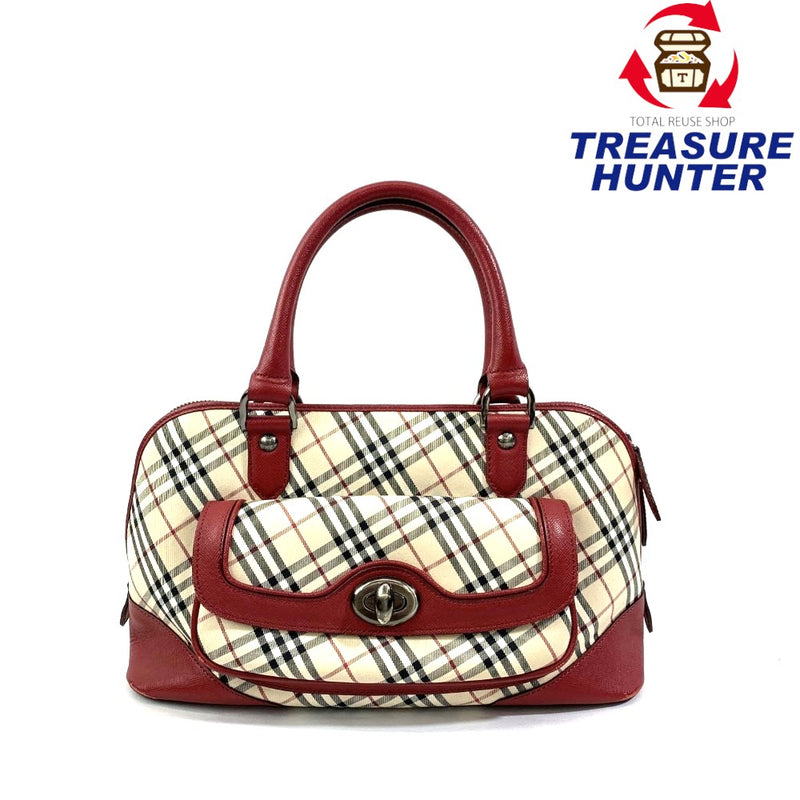 BURBERRY(バーバリー)ノバチェック ハンドバッグ ベージュ×レッド レディース バッグ 【101063002003】