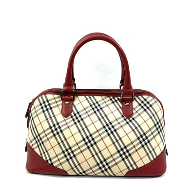 BURBERRY(バーバリー)ノバチェック ハンドバッグ ベージュ×レッド レディース バッグ 【101063002003】