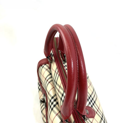 BURBERRY(バーバリー)ノバチェック ハンドバッグ ベージュ×レッド レディース バッグ 【101063002003】
