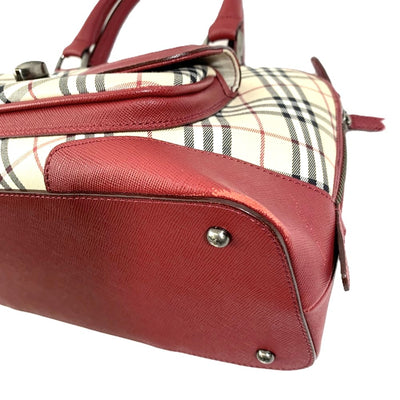 BURBERRY(バーバリー)ノバチェック ハンドバッグ ベージュ×レッド レディース バッグ 【101063002003】