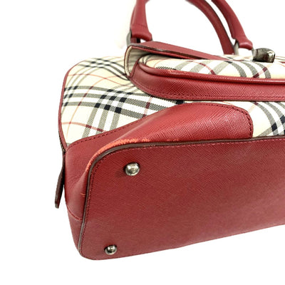 BURBERRY(バーバリー)ノバチェック ハンドバッグ ベージュ×レッド レディース バッグ 【101063002003】