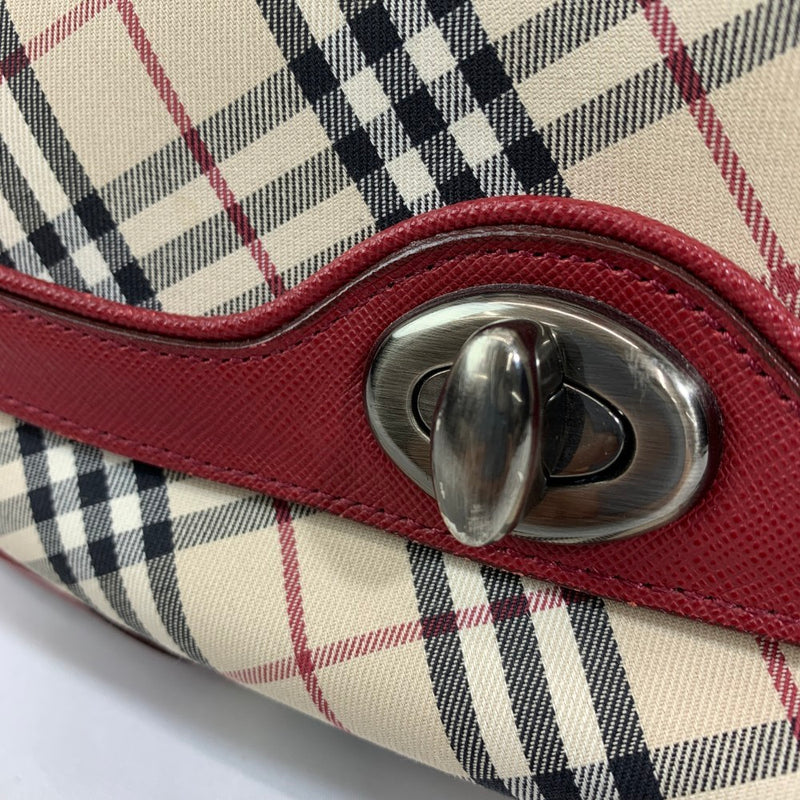 BURBERRY(バーバリー)ノバチェック ハンドバッグ ベージュ×レッド レディース バッグ 【101063002003】
