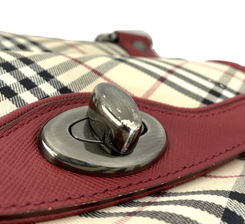 BURBERRY(バーバリー)ノバチェック ハンドバッグ ベージュ×レッド レディース バッグ 【101063002003】
