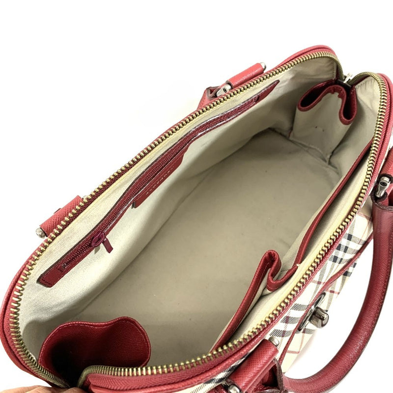 BURBERRY(バーバリー)ノバチェック ハンドバッグ ベージュ×レッド レディース バッグ 【101063002003】