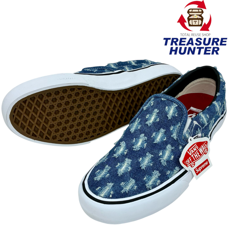 Supreme×Vans Slip On Hole Punch Denim VN0A38DD2DD サイズ27.5cm Blue 20年7月発売 スリッポン シュプリーム×バンズ 【101063109002】