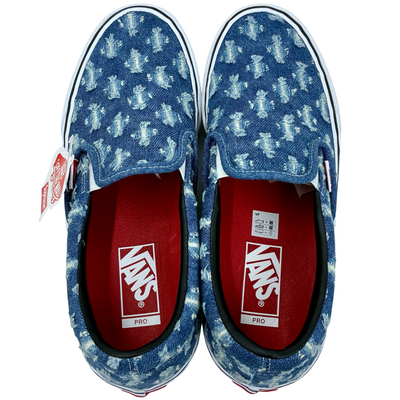 Supreme×Vans Slip On Hole Punch Denim VN0A38DD2DD サイズ27.5cm Blue 20年7月発売 スリッポン シュプリーム×バンズ 【101063109002】