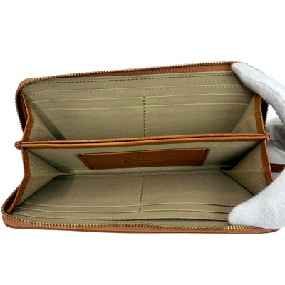 CLEDRAN ラウンドファスナー長財布 キャメル クレドラン 【101063121006】