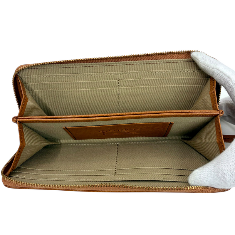 CLEDRAN ラウンドファスナー長財布 キャメル クレドラン 【101063121006】