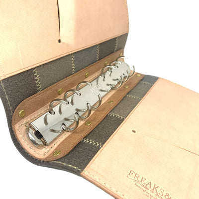 FREAKS&CO. 手帳カバー　レザー　パッチワーク　ネイビー　6連　ハンドメイド　日本製　栃木レザー　日本製 【101063352001】