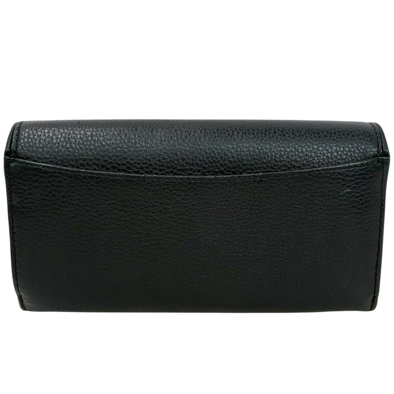 TORY BURCH レザー フラップ長財布 ブラック トリーバーチ 【101063369006】