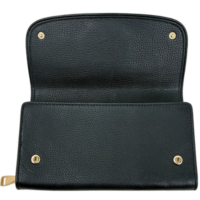 TORY BURCH レザー フラップ長財布 ブラック トリーバーチ 【101063369006】