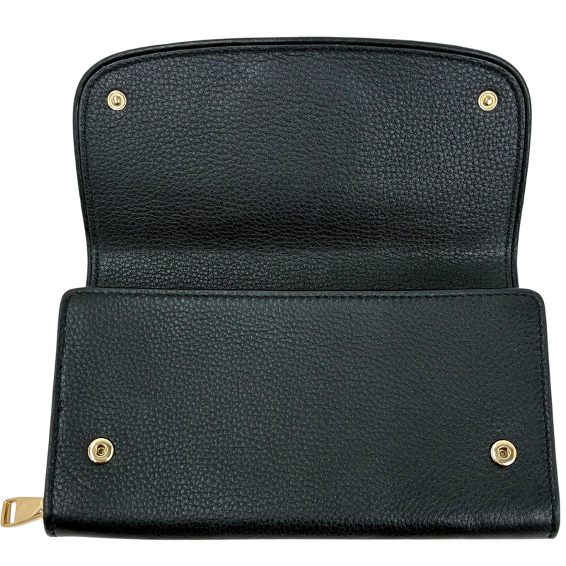TORY BURCH レザー フラップ長財布 ブラック トリーバーチ 【101063369006】