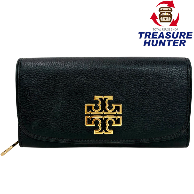 TORY BURCH レザー フラップ長財布 ブラック トリーバーチ 【101063369006】