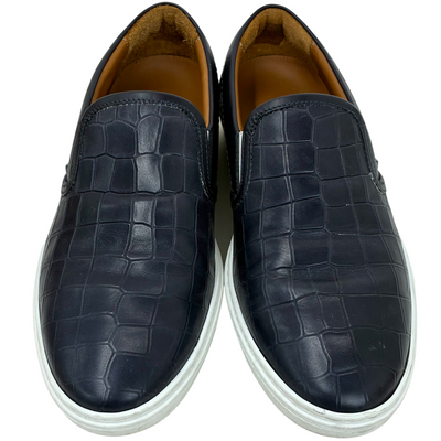 JIMMY CHOO GROVE クロコ型押しスリッポン サイズ41(約28cm相当) ネイビー ジミーチュウ 【101063458007】