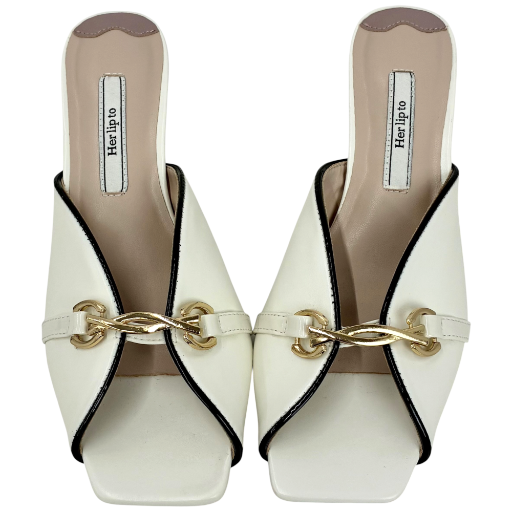 Her lip to Bit Square Toe Mules サイズ37(約23.5cm相当) ホワイト