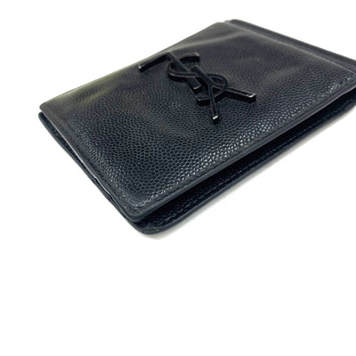 YVES SAINT LAURENT (サンローラン) 485630 マネークリップ付き2つ折り財布　レザー　ブラック　メンズ　 【101063619005】