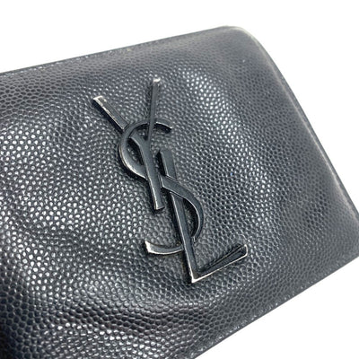 YVES SAINT LAURENT (サンローラン) 485630 マネークリップ付き2つ折り財布　レザー　ブラック　メンズ　 【101063619005】