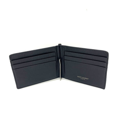 YVES SAINT LAURENT (サンローラン) 485630 マネークリップ付き2つ折り財布　レザー　ブラック　メンズ　 【101063619005】