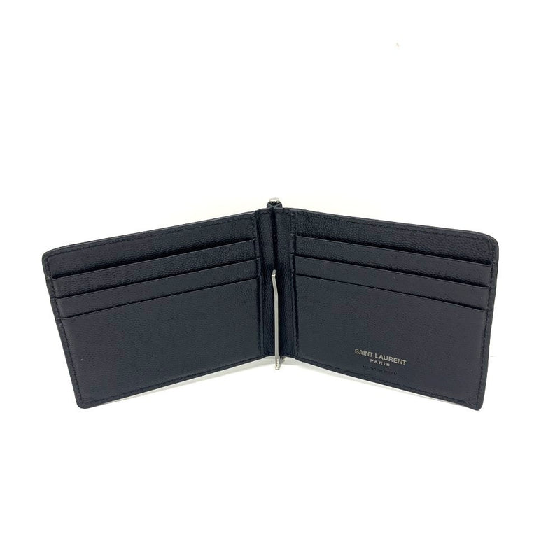 YVES SAINT LAURENT (サンローラン) 485630 マネークリップ付き2つ折り財布　レザー　ブラック　メンズ　 【101063619005】