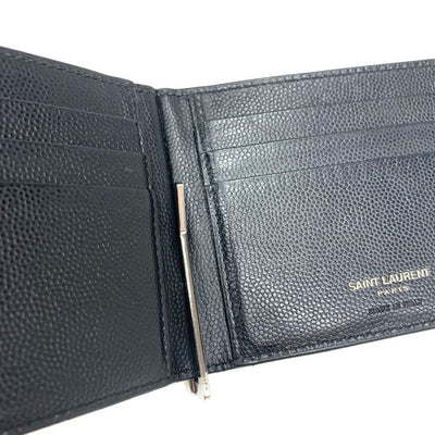 YVES SAINT LAURENT (サンローラン) 485630 マネークリップ付き2つ折り財布　レザー　ブラック　メンズ　 【101063619005】