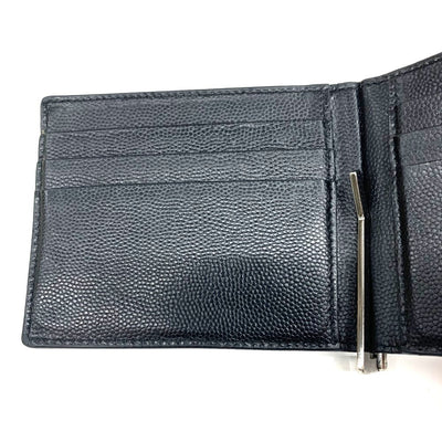 YVES SAINT LAURENT (サンローラン) 485630 マネークリップ付き2つ折り財布　レザー　ブラック　メンズ　 【101063619005】