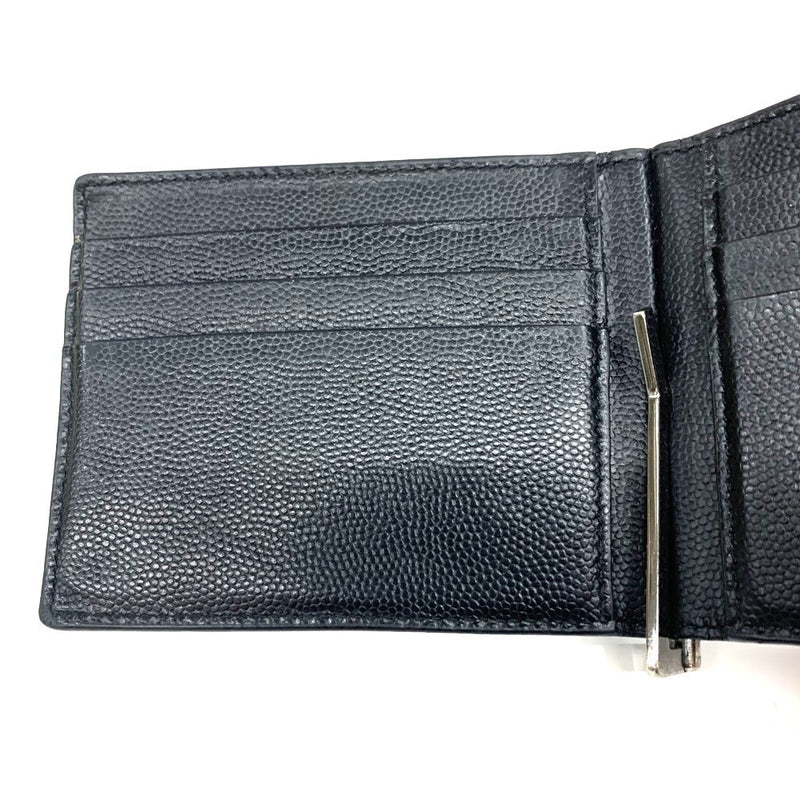 YVES SAINT LAURENT (サンローラン) 485630 マネークリップ付き2つ折り財布　レザー　ブラック　メンズ　 【101063619005】