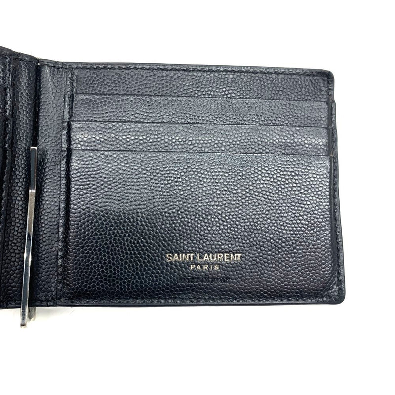 YVES SAINT LAURENT (サンローラン) 485630 マネークリップ付き2つ折り財布　レザー　ブラック　メンズ　 【101063619005】