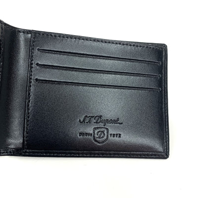 S.T.DUPONT(エス・テー・デュポン)　ラインD 2つ折り財布（小銭入れなし）180000 レザー　ブラック メンズ ウォレット 未使用保管品 【101063776005】