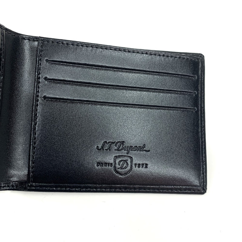 S.T.DUPONT(エス・テー・デュポン)　ラインD 2つ折り財布（小銭入れなし）180000 レザー　ブラック メンズ ウォレット 未使用保管品 【101063776005】