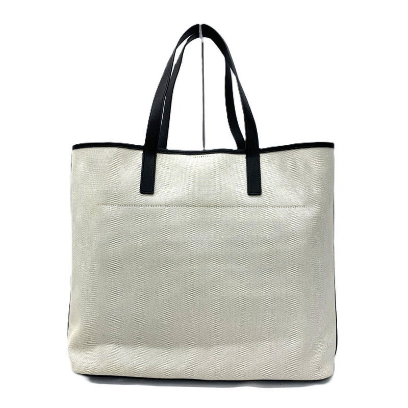 agnes b.(アニエスベー) バイカラー トートバッグ コットンシャンブレー帆布×レザー ホワイト系×ブラック 【101063783005】