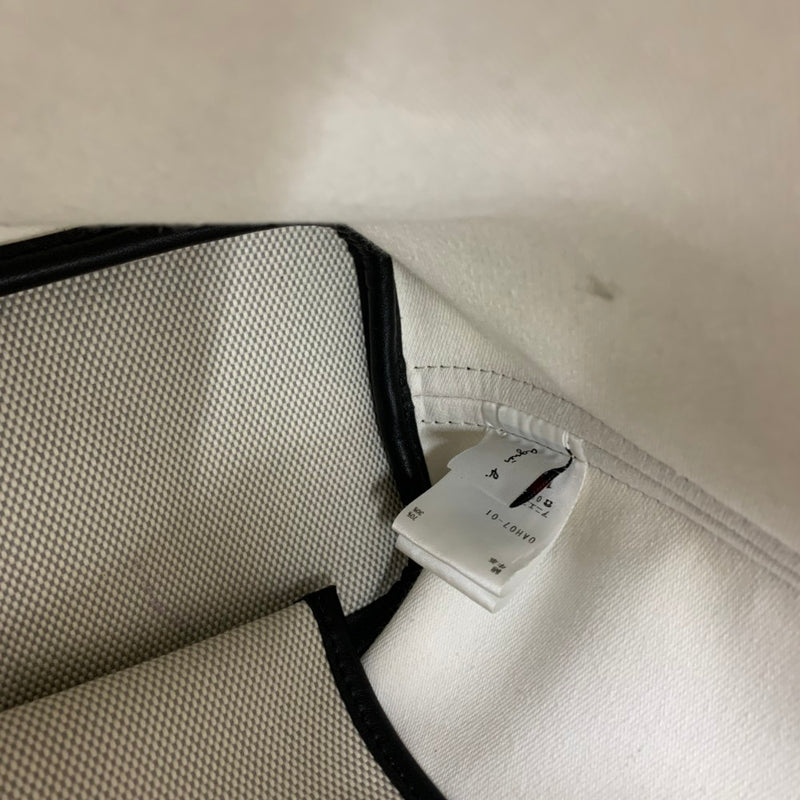 agnes b.(アニエスベー) バイカラー トートバッグ コットンシャンブレー帆布×レザー ホワイト系×ブラック 【101063783005】