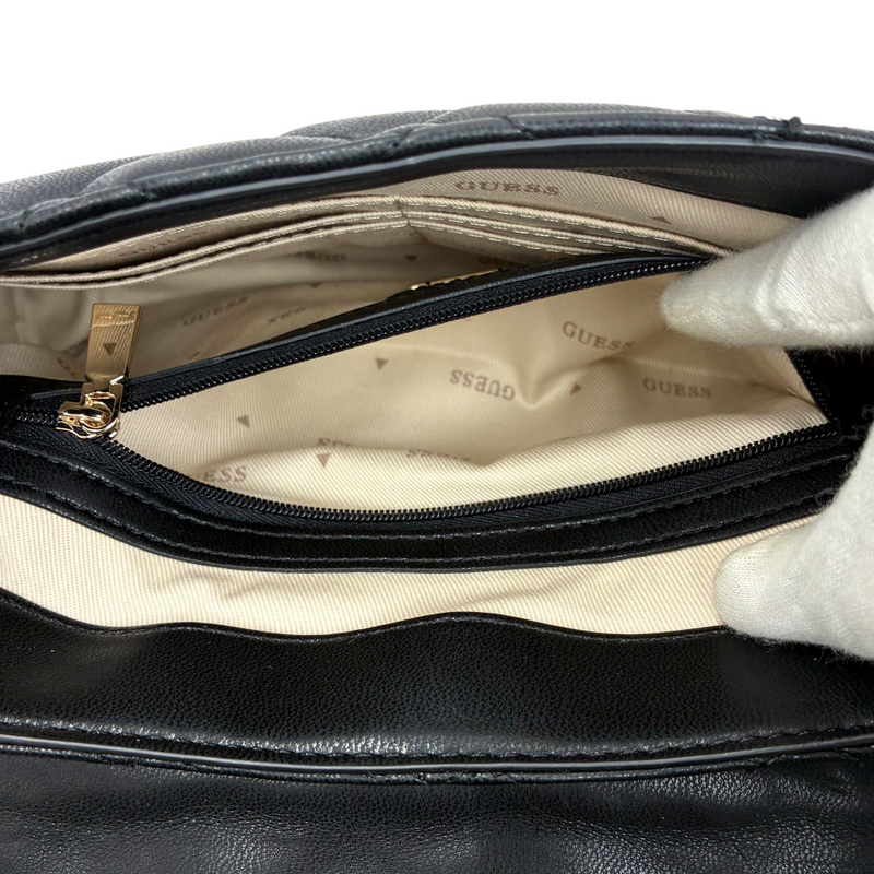 GUESS 2wayチェーンショルダーキルティングバッグ QG900421 ブラック ゲス 【101064009008】