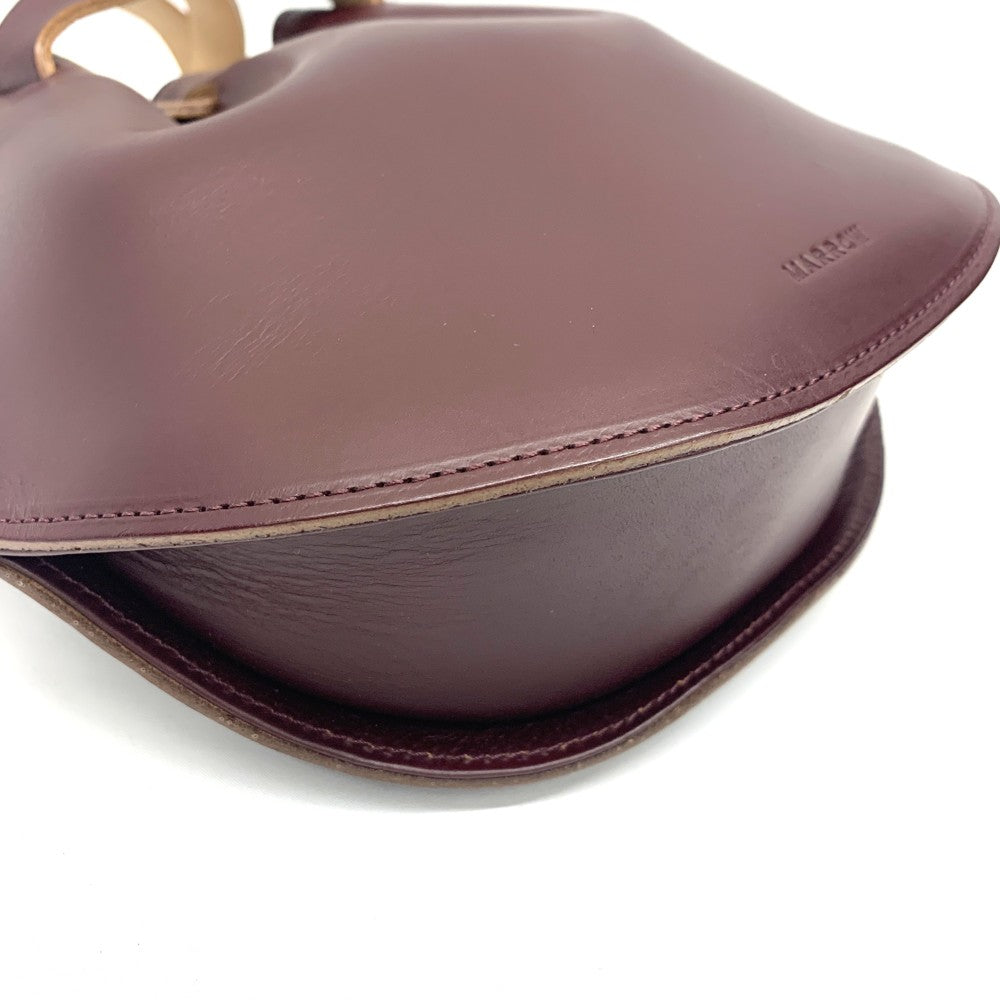 MARROW(マロウ) ミニカーブ 牛革レザー ハンドバッグ マルーン