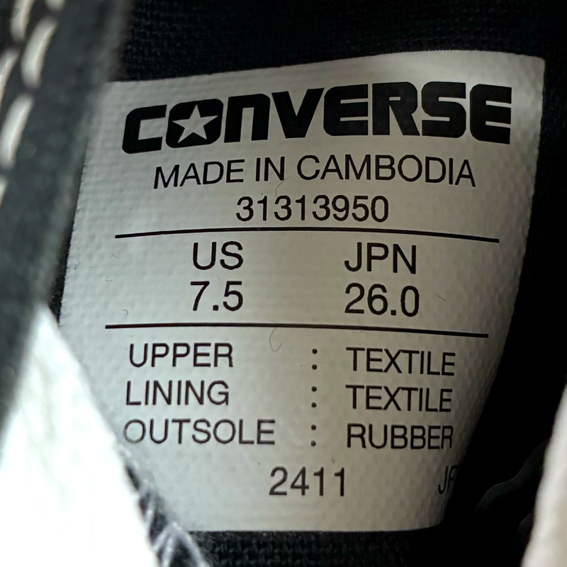 CONVERSE ALL STAR LIFTED OVERTAPE ST HI(オールスター リフテッド オーバーテープ ST HI) 31313950 サイズ26cm ブラック コンバース 【101064306006】
