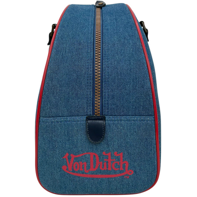 Von Dutch デニムボストンバッグ VU-052812 ネイビー×レッド ボンダッチ 【101064519006】