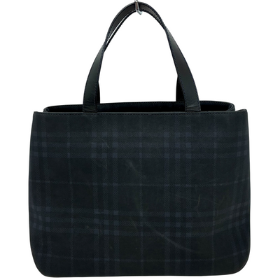 BURBERRY ノバチェック レザー ハンドバッグ ネイビー バーバリー 【101064701008】