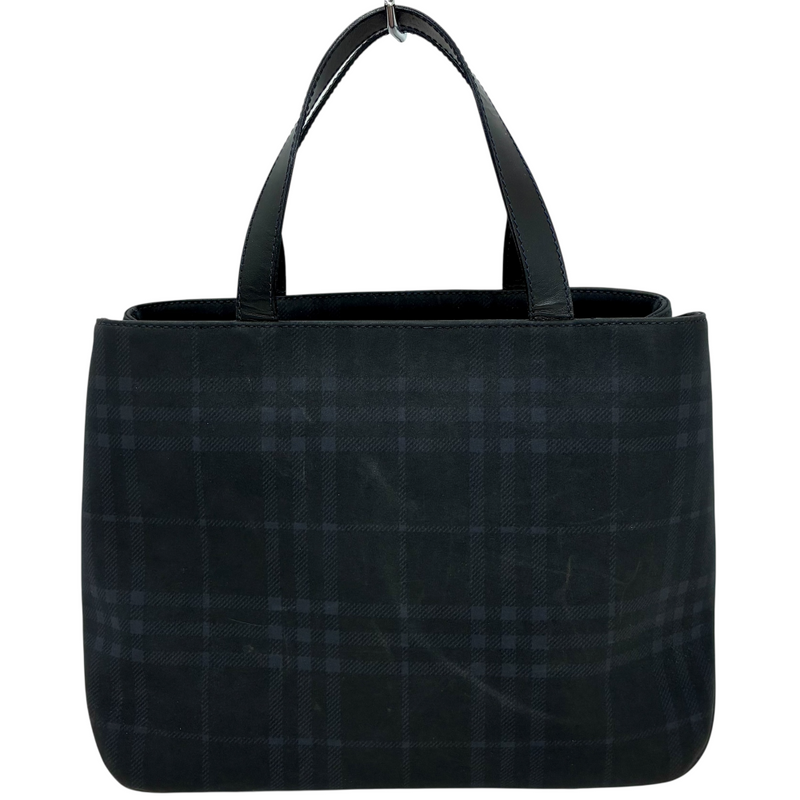 BURBERRY ノバチェック レザー ハンドバッグ ネイビー バーバリー 【101064701008】