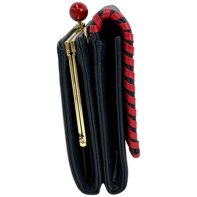 Samantha Thavasa レザー がま口ショルダーバッグ ネイビー×レッド サマンサタバサ 【101064708006】