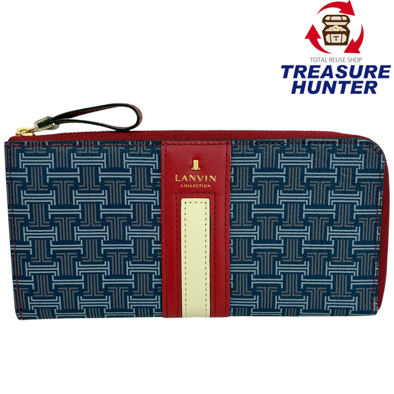 LANVIN COLLECTION フェリアパース L字ファスナー長財布 ネイビー×レッド ランバンコレクション 【101064817006】