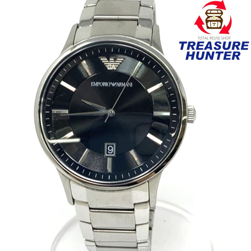 EMPORIO ARMANI(エンポリオアルマーニ) 腕時計 シルバー×ブラック SS クォーツ 5気圧防水 AR-11181 レナート メンズ 【101064981003】