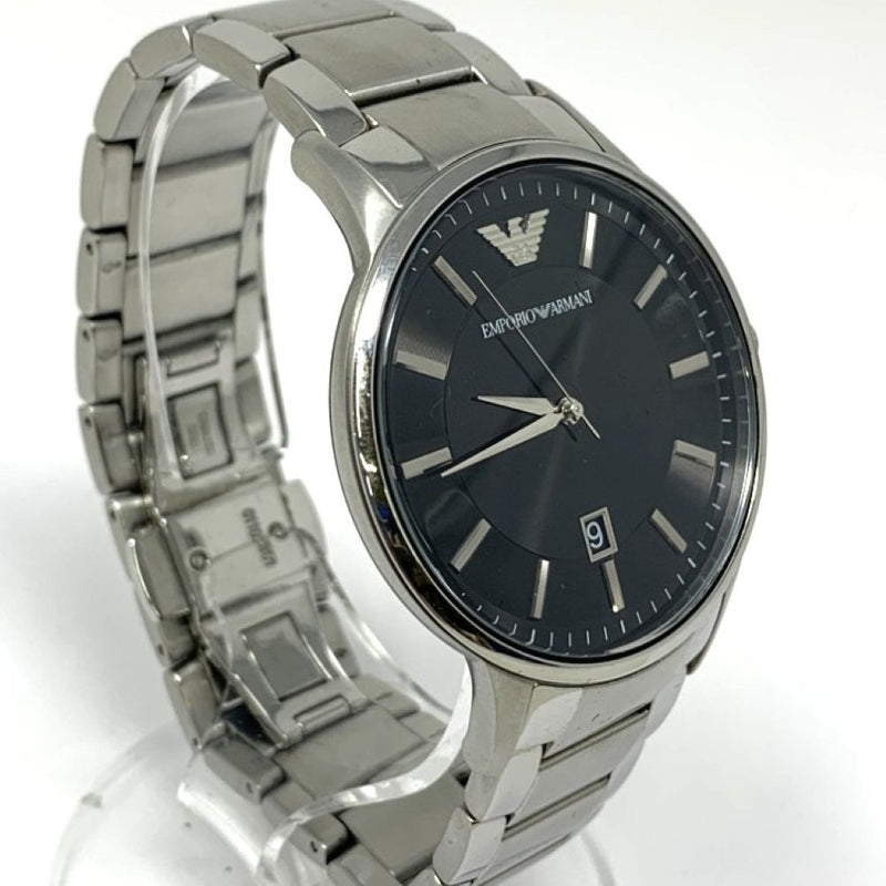 EMPORIO ARMANI(エンポリオアルマーニ) 腕時計 シルバー×ブラック SS クォーツ 5気圧防水 AR-11181 レナート メンズ 【101064981003】