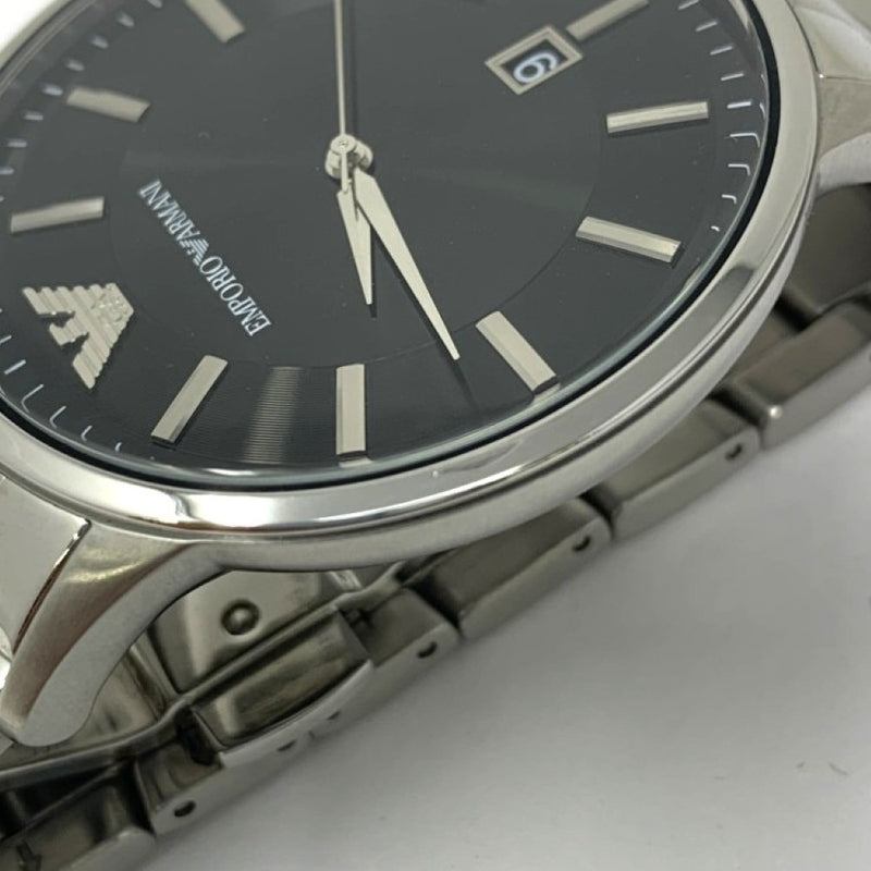 EMPORIO ARMANI(エンポリオアルマーニ) 腕時計 シルバー×ブラック SS クォーツ 5気圧防水 AR-11181 レナート メンズ 【101064981003】