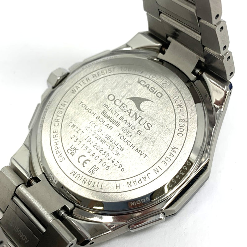 CASIO(カシオ) 腕時計 OCEANUS Classic Line 電波ソーラー OCW-T6000 チタンバンド シルバー/ブラック/グリーン  10気圧防水 メンズ 【101064989005】