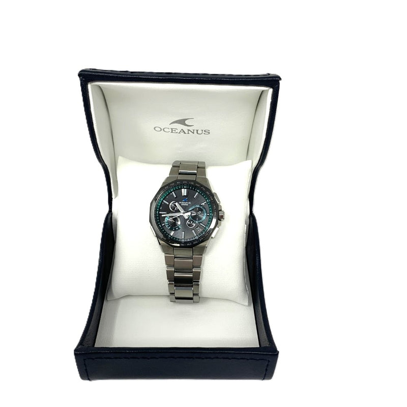 CASIO(カシオ) 腕時計 OCEANUS Classic Line 電波ソーラー OCW-T6000 チタンバンド シルバー/ブラック/グリーン  10気圧防水 メンズ 【101064989005】