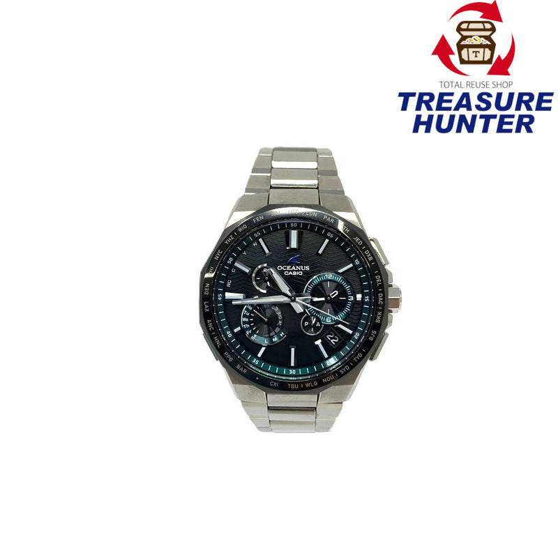 CASIO(カシオ) 腕時計 OCEANUS Classic Line 電波ソーラー OCW-T6000 チタンバンド シルバー/ブラック/グリーン  10気圧防水 メンズ 【101064989005】