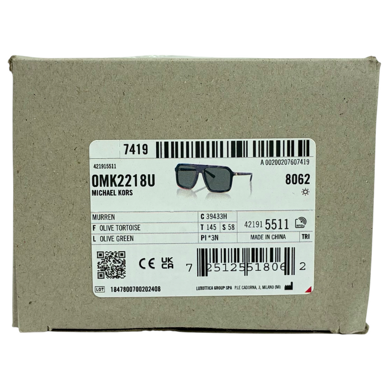 MICHAEL KORS MURREN OMK2218U 39433H べっ甲柄 サングラス 58□18 145 オリーブトータス×オリーブグリーン マイケルコース 【101065070008】
