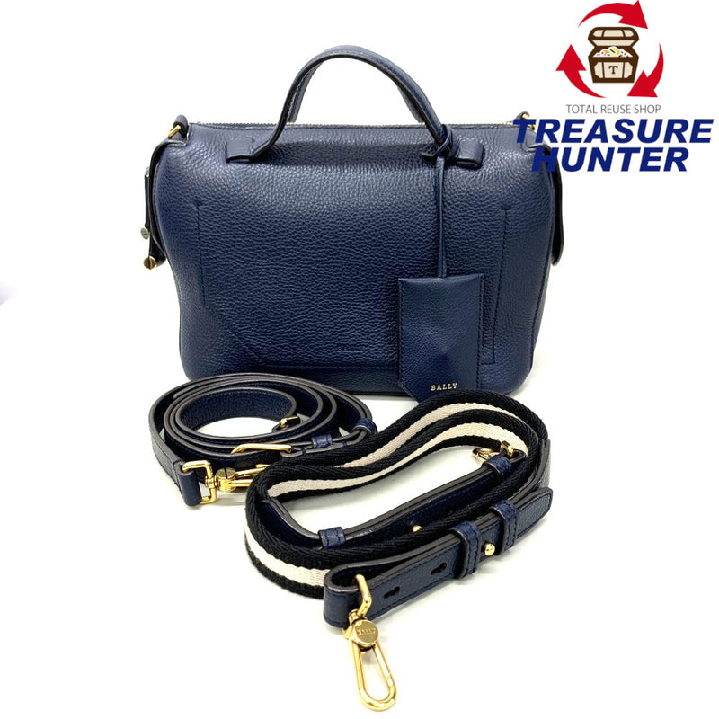 BALLY 青レザー ショルダーバッグ BALLY(バリー) キッセン スモール 2wayショルダー レザー ネイビー